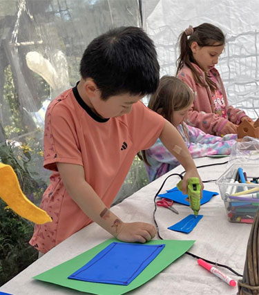 Crafting fun in the outdoor art studio
